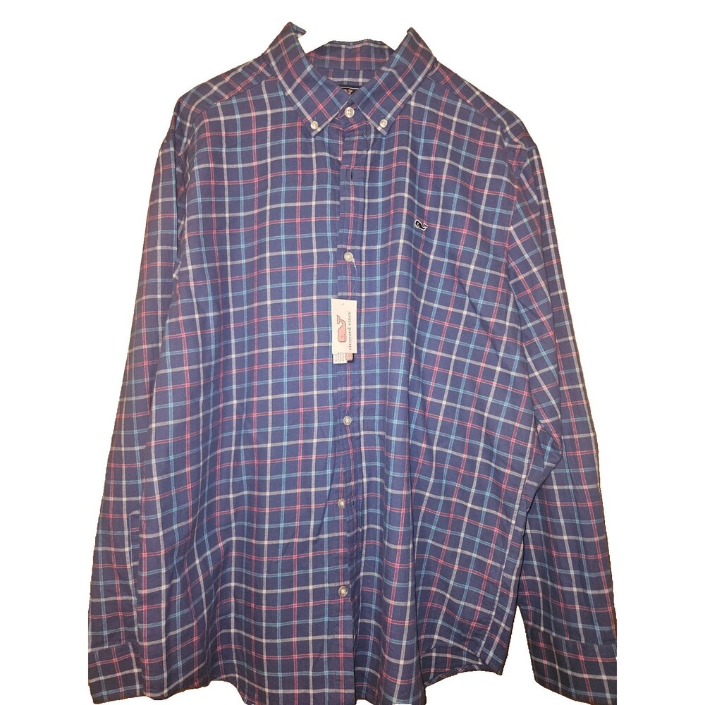VINEYARD VINES Blue Cotton Whale Shirt XL Button Down Collar